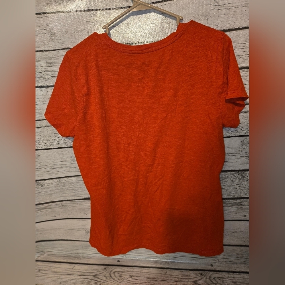 MADEWELL 100% Cotton classic Short-Sleeve V-Neck Pocket T-Shirt orange Red L - Picture 5 of 6